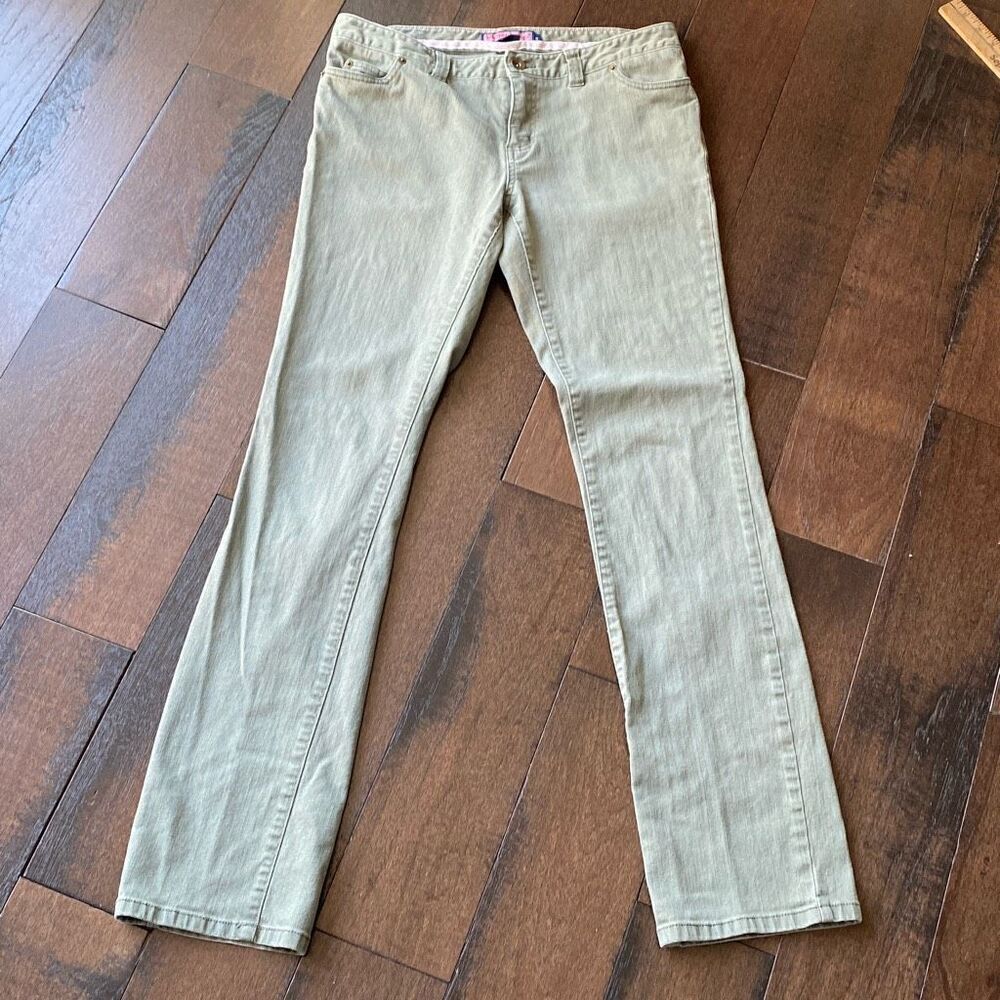 Vineyard Vines womens light olive green straight leg jeans size 8 cotton spandex